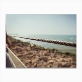 Wire Metal Fence Blocking The Beach Canvas Print