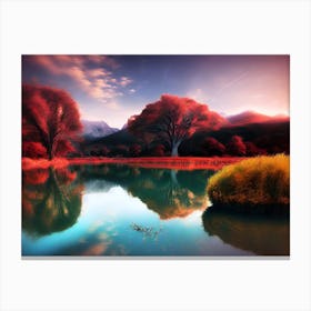 Pond In Autumn Canvas Print