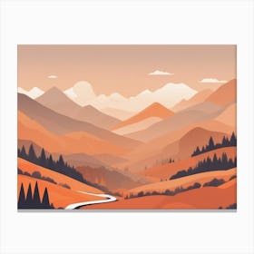 Misty mountains horizontal background in orange tone 79 Canvas Print