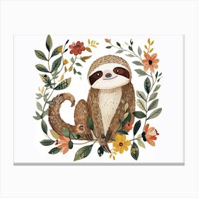 Little Floral Sloth 4 Canvas Print