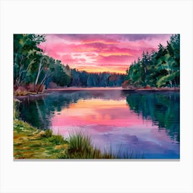 Sunset By The Lake Canvas Print