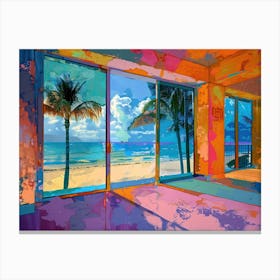 Miami Beach From The Window View Painting 2 Canvas Print