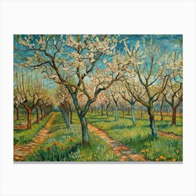 Van Gogh An Orchard With Blossoming Trees In Van Stampe su tela