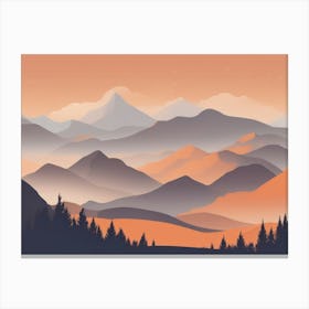 Misty mountains horizontal background in orange tone 77 Canvas Print