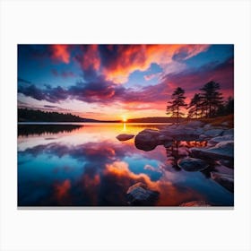 Sunset In The Lake Canvas Print