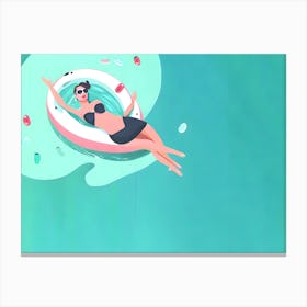 Swimsuit Relaxing Woman in Poll Canvas Print