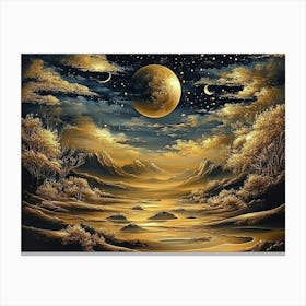 Moon And Stars 2 Canvas Print