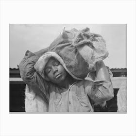 Stevedore With Sack Of Oysters, Olga, Louisiana By Russell Lee 2 Canvas Print
