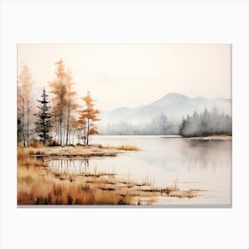 A Painting Of A Lake In Autumn 66 Canvas Print
