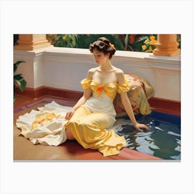 Woman In A Yellow Dress Canvas Print