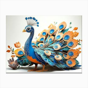 3d Carton Peacock 2 Canvas Print