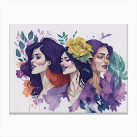 Three Girls With Purple Hair 1 Canvas Print