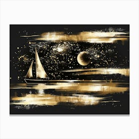 Sailboat In The Night Sky Canvas Print