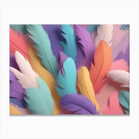 Abstract Image Of Colorful Feathers On A Pink Background Canvas Print