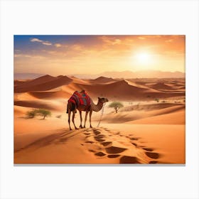 Camel In The Desert 15 Canvas Print