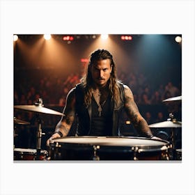 Rock music drummer performing on stage Canvas Print