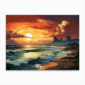 Sunset At The Beach 1 Canvas Print