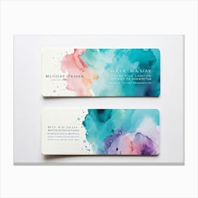 Bundle Of Creative Business Cards Featuring Watercolor Splashes Bursts Of Vibrant Colors In Shades (2) Canvas Print