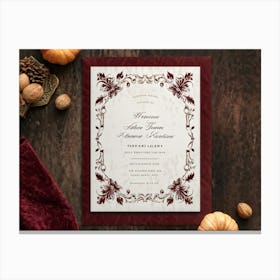 Antique Thanksgiving Invitation Embracing Baroque Flair Centered Marbled Design Hence Its Vintage C (4) Canvas Print