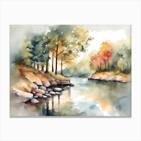 Watercolor Of A River 1 Canvas Print