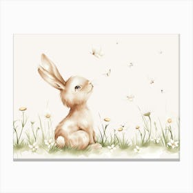 Bunny With Butterflies Kids and Nursery Canvas Print