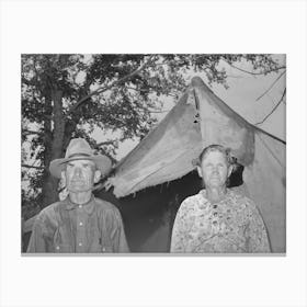 Old Couple Who Have Moved Into Tent Home Near Sallisaw, Oklahoma, In Order To Save Rent And Cost Of Wood In Town Canvas Print
