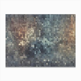 Abstract Geometric Pattern Of Squares In Shades Of Brown, Gray, And Blue Canvas Print