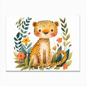 Little Floral Leopard 3 Canvas Print