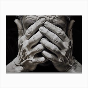 Man With His Hands Covering His Face Canvas Print