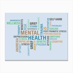 Mental Health Word Cloud Canvas Print