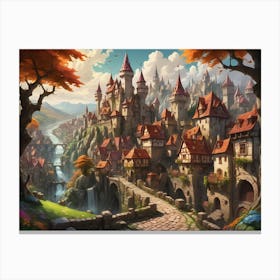 Fantasy Castle during Autumn Canvas Print