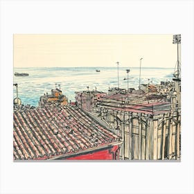 Sea And Roofs Of Tarragona Canvas Print