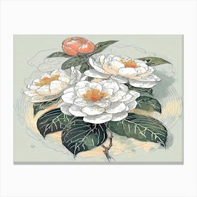 Three White Camellias Canvas Print