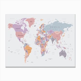 Political world map 4 Canvas Print