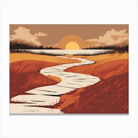 Sunset In The Field VECTOR ART Canvas Print