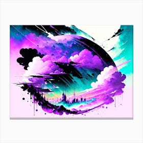 Purple Planet With Clouds Canvas Print