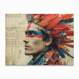 The Rebuff: Ornate Illusion in Contemporary Collage. Indian Headdress Canvas Print