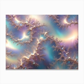 Abstract Fractal Pattern Resembling Delicate, Swirling Tendrils And Glowing Orbs In Pastel Shades Of Pink, Blue, And Gold, Creating A Sense Of Ethereal Beauty And Otherworldly Wonder Canvas Print