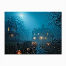 Haunting Halloween Greetings On A Misty Night (17) Canvas Print