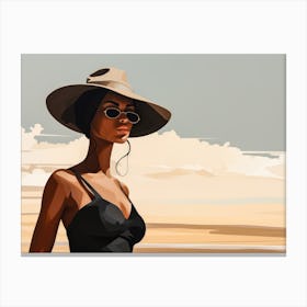 Illustration of an African American woman at the beach 42 Canvas Print