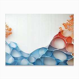 Smooth Blue And Gradient Red Curves Intertwine On A White Canvas With A Glossy Canvas Print