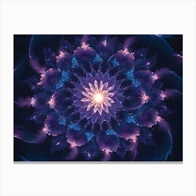 Abstract Image Of A Glowing, Swirling Flower Like Pattern In Shades Of Blue, Purple, And Pink, Set Against A Dark Background 1 Canvas Print