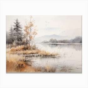 A Painting Of A Lake In Autumn 19 Canvas Print
