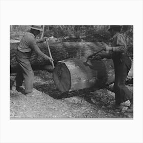 Using Peaveys In Handling Timber At Camp Near Effie, Minnesota By Russell Lee Canvas Print