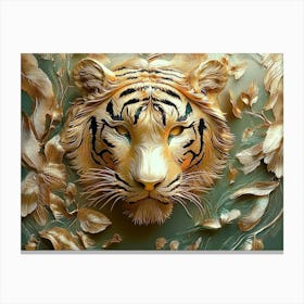 3d Tiger Art Background Golden Canvas Print