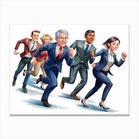 Group Of Business People Running 1 Canvas Print