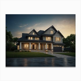 House At Dusk Canvas Print