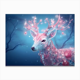 Deer In The Forest 1 neon Canvas Print
