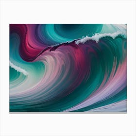 Abstract Artistic Representation Of A Wave, With Vibrant Swirls Of Color In Shades Of Pink, Teal, Blue, And Purple Canvas Print