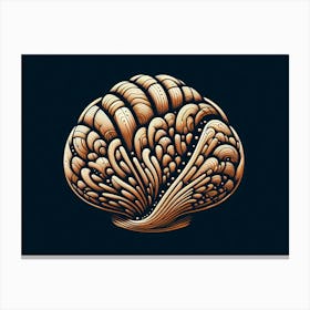 Shell On A Black Background,Elegant Shell Design Canvas Print